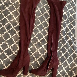 Burgundy knee high boots
